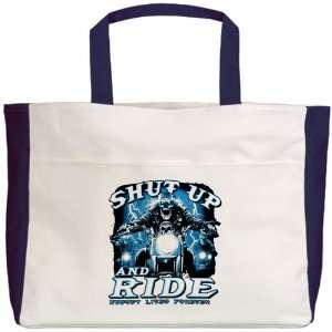   Beach Tote Navy Shut Up And Ride Nobody Lives Forever: Everything Else