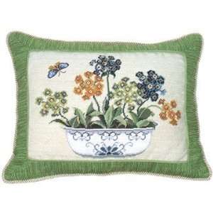   Primrose in a Pot Petit Point Pillow with trimming: Home & Kitchen