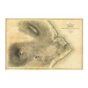  Map Of Part Of The Island Of Hawaii, Sandwich Islands, Giclee 