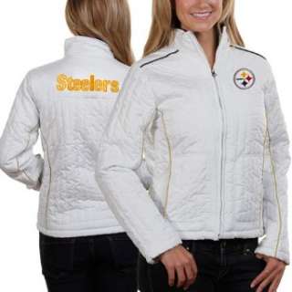    NFL Pittsburgh Steelers White Quilted Jacket Womens: Clothing