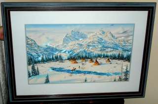 Winter Camp Original Watercolor Painting Robert MacGinnis Native 