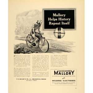  1940 Ad Mallory Welding Electrodes Bike Swisher V M 