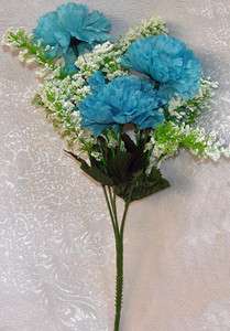 CARNATIONS ~ TURQUOISE BLUE ~ Silk Wedding Flowers Bouquets 