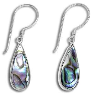   Sterling Silver Teardrop Paua Shell Dangle Earrings by Sajen: Jewelry