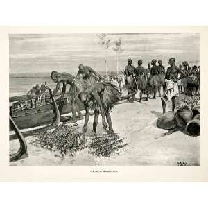  1900 Print Ganda Waganda People Fishing Water Boats Lake Victoria 