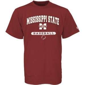 NCAA Russell Mississippi State Bulldogs Maroon Baseball T shirt 