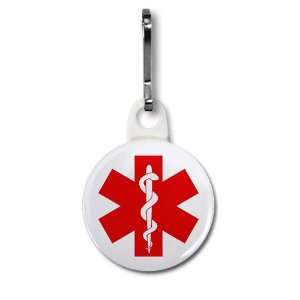  RED SYMBOL Medical Alert White 1 inch Zipper Pull Charm 