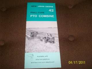 1960 John Deere 42 PTO Combine Brochure,3010 Tractor  