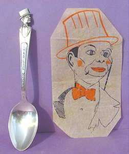 Vintage Edgar Bergen Charlie McCarthy Souvenir Spoon & Paper Transfer 
