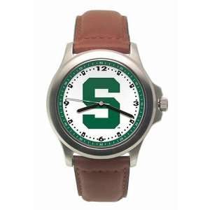 Michigan State Spartans Mens NCAA Rookie Watch (Leather Band 