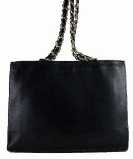 AUTHENTIC CHANEL Black Lamb Leather Logo Jumbo XL Shopper Tote Bag 