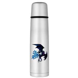   Thermos Bottle Blue Dragon with Lightning Flames 