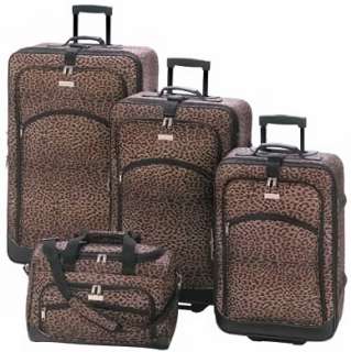 Luxurious 4pc Leopard Print Luggage Set Suitcase Wheels  