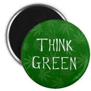  THINK GREEN Marijuana Pot Leaf 2.25 inch Fridge Magnet 