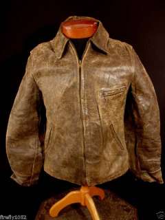 VERY RARE 1920S   1930S BROWN HORSEHIDE LEATHER MOTORCYCLE JACKET EX 