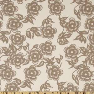   Decor Impressions Asian Floral Taupe Fabric By The Yard Arts, Crafts