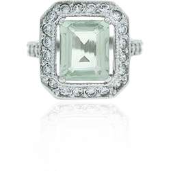   Rocks Sterling Silver Green Amethyst and CZ Ring  Overstock