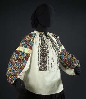   beaded & embroidered peasant blouse ethnic folk costume linen?  