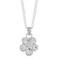 Sterling Silver Satin Finish Flower Necklace  