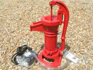 GARDEN FOUNTAIN Cast Iron Water Well Hand Pump COMPLETE set RED  