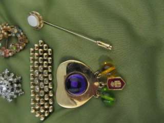 Lot 5 Vintage Lovely Assorted Goldtone Rhinestone Brooch Stick Pins C 