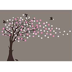 Nursery Wall Art Blowing Cherry Blossom Tree Decal Set  