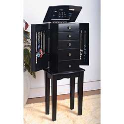 Contemporary Style Black Jewelry Armoire Chest  Overstock