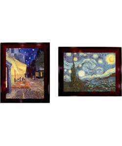 Van Gogh Starry Night/Cafe Terrace Framed Canvas Set  Overstock