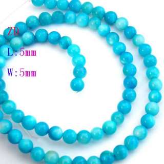 z4147 1 Strand 5*5mm Blue Round Mother of Pearl GEM Shell Loose Beads 