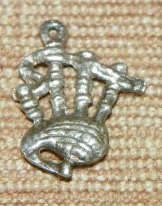   Silver charm ~ 3 d old European Scottish Bagpipes double sided  