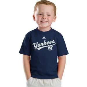  New York Yankees Navy Adidas New Script Kids 4 7 T Shirt 