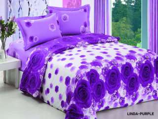Linda Purple Full Queen Duvet Comforter Bedding Set  