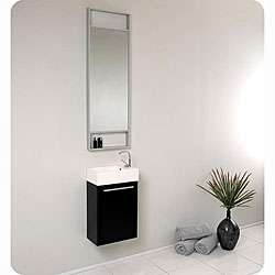   Small Black Modern Bathroom Vanity with Tall Mirror  