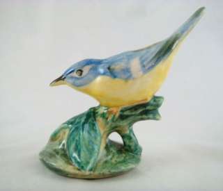   Pottery Ceramic Signed Blue Parula Warbler Bird Figurine 3583 1FF