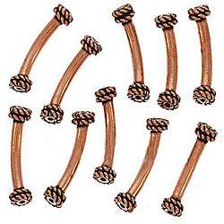 Copper Rope Noodle Curved Tube Beads (Pack of 10)  