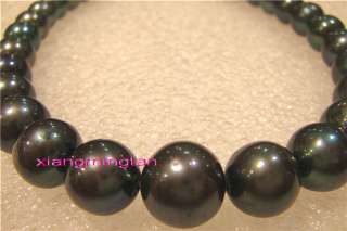 1815mm REAL south sea BLACK pearl necklace 14K GOLD  