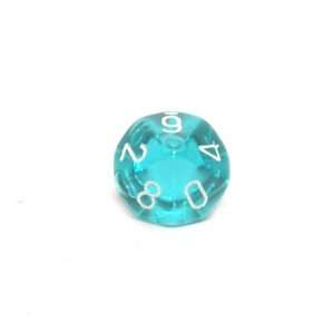    Translucent 16mm Polyhedral Teal/white d10 Dice Toys & Games