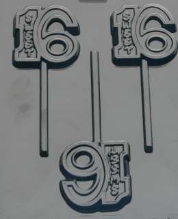 SWEET 16 NUMBER LOLLIPOP CHOCOLATE CANDY MOLD MOLDS PARTY FAVORS (3 