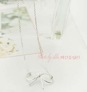 Korean Fashion Silver Color Butterfly Bow Necklace Z199  