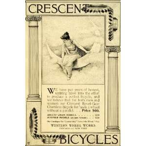  1899 Ad Western Wheel Crescent Bicycle Moon Goddess Sky 