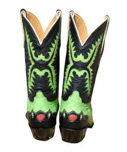 Jurassic Lime Green and Black Ostrich Cowboy Boots  Overstock