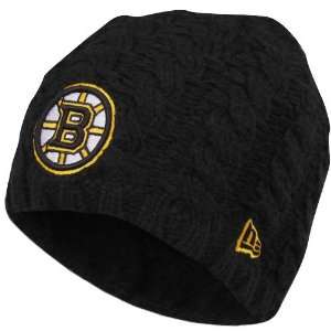 New Era Boston Bruins Ladies Black Cable Girl Knit Beanie:  