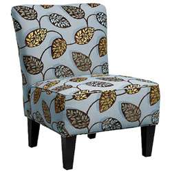 Hali Armless Chair Blue Leaf Print  