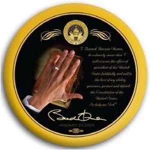  Barack Obamas Hand on Bible Photo Button   3 Everything 