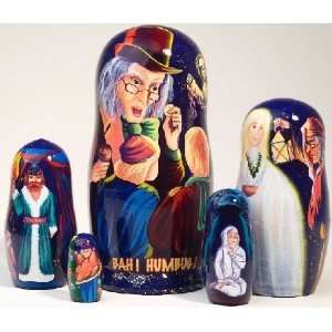  5 Inch Scrooge 5 Piece Russian Wood Nesting Doll