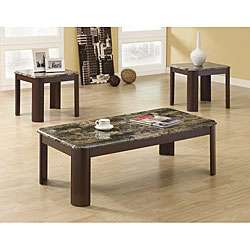 Faux Marble/ Brown 3 piece Occasional Table Set  Overstock