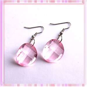  Sweet Lady Pink Water drop Earrings Plastic Section Ear 