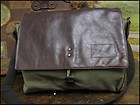 Vintage Military Green Leather Canvas Mail Messenger Laptop Bag Mens B 