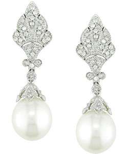 14k Gold 1/3ct TDW Diamond FW Pearl Earrings (H J, I1 I2)   