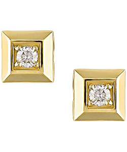 14k Yellow Gold 1/4ct TDW Diamond Square Earrings (G H I, I1 